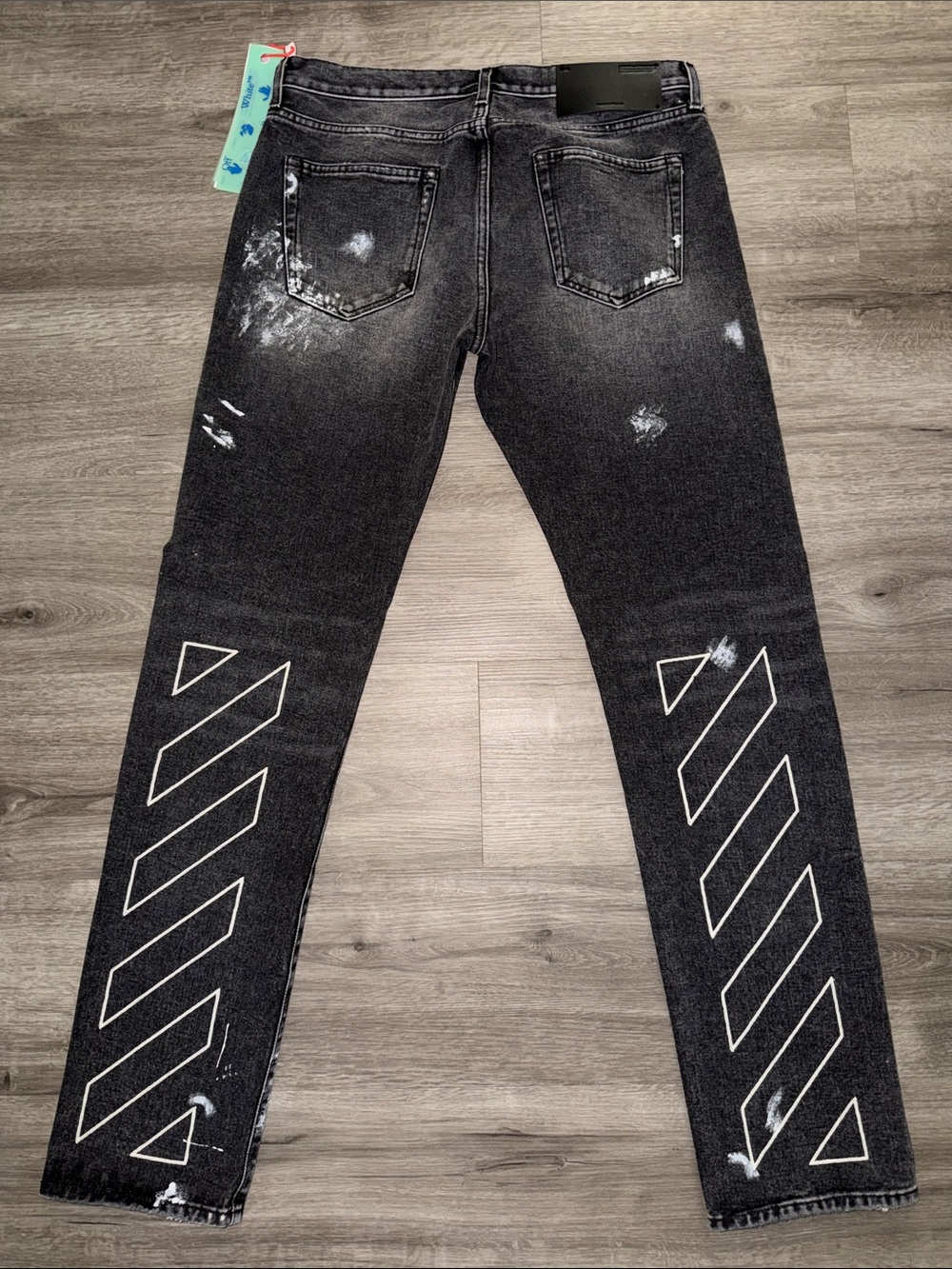 🇺🇸FIRM PRICE🇺🇸 Authentic Off-White Man Diag Outline Paint Skinny Jeans